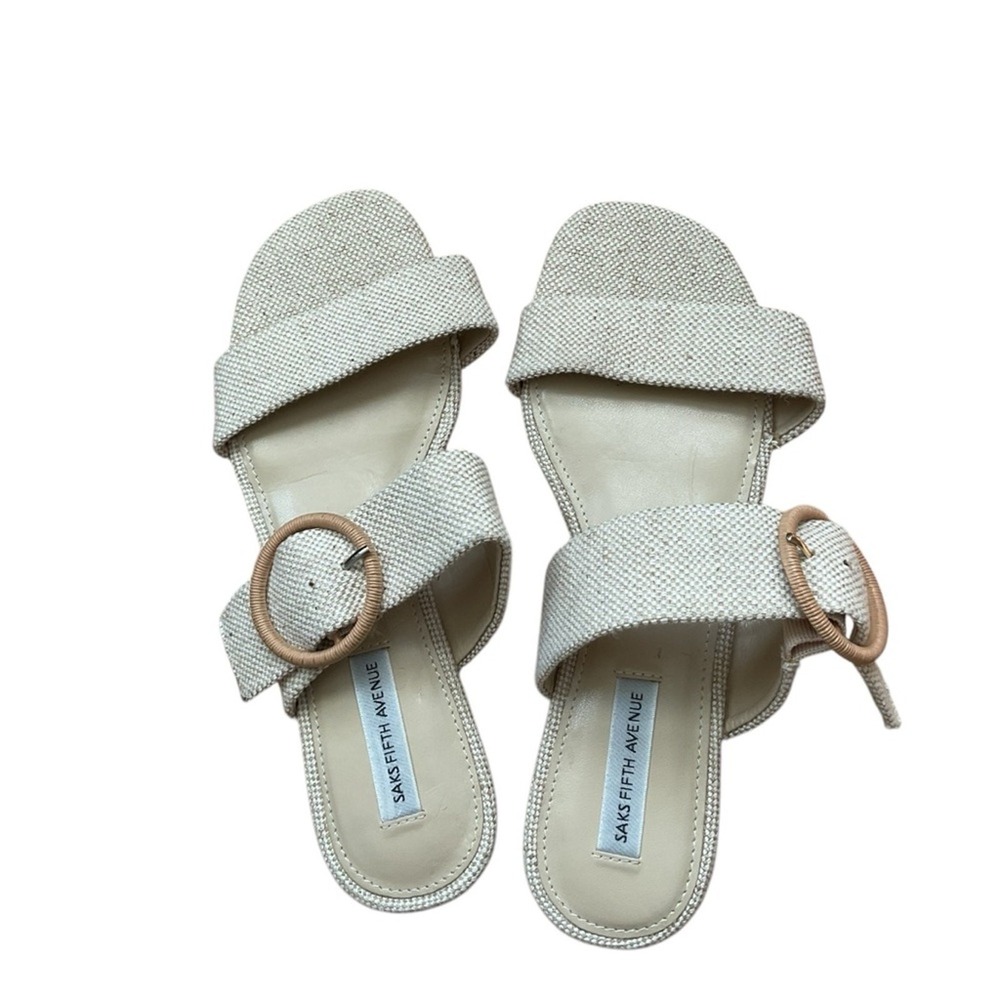 Saks fifth avenue tan canvas‎ sandals 7.5